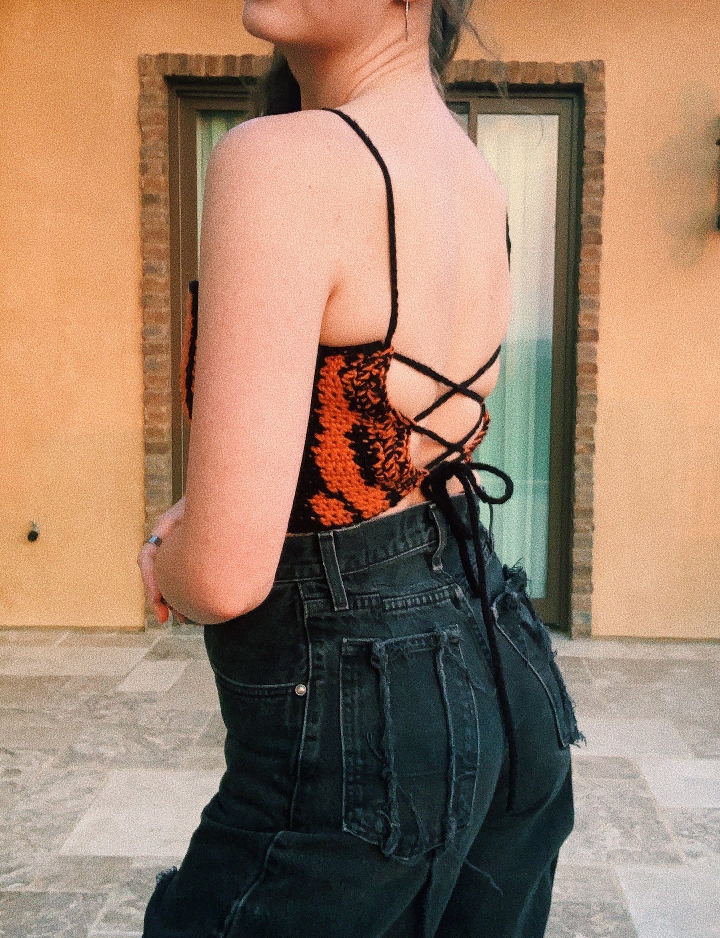 pre-order: tiger print tank top // crochet tank top